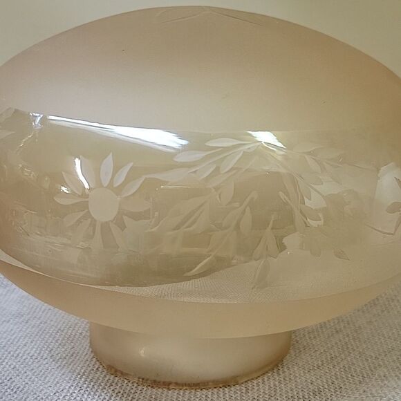 vintage amber frost glass shade daisy wheel cut design - Picture 2 of 5